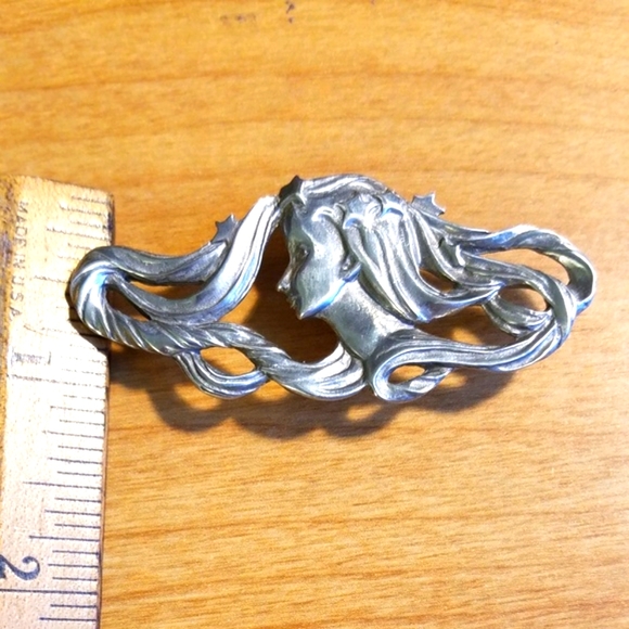 Vtg Pewter pin - brooch - Starry Girl - Picture 5 of 8